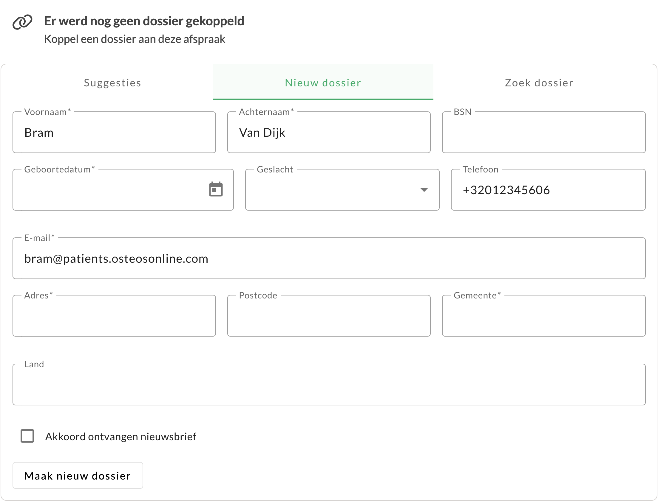 Afspraak koppelen aan patiëntendossier