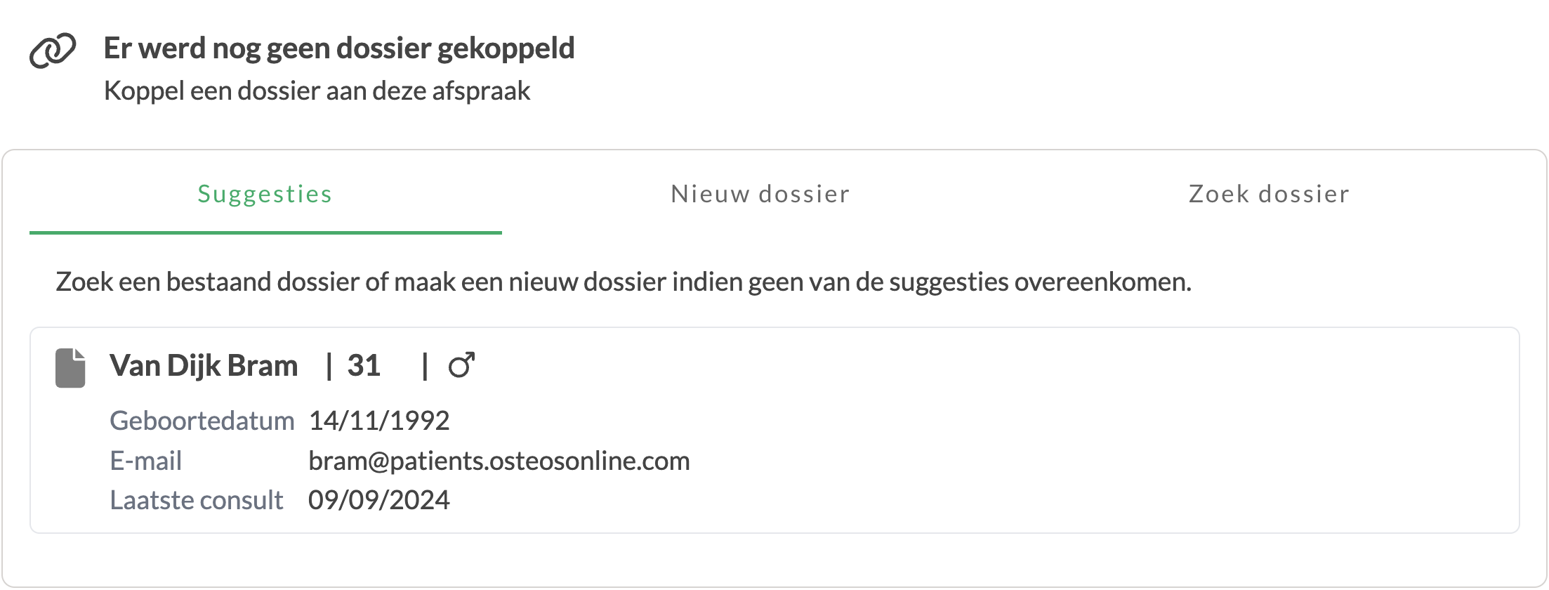 Afspraak koppelen aan patiëntendossier