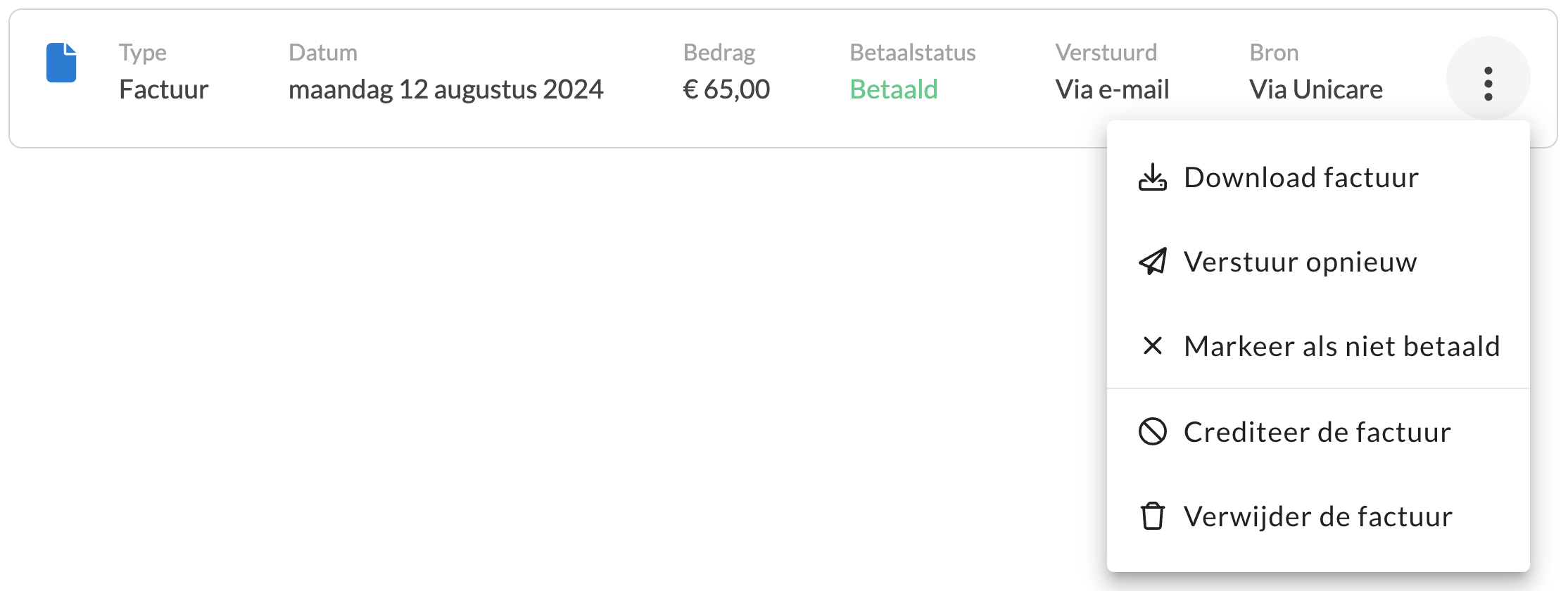 Factuur acties