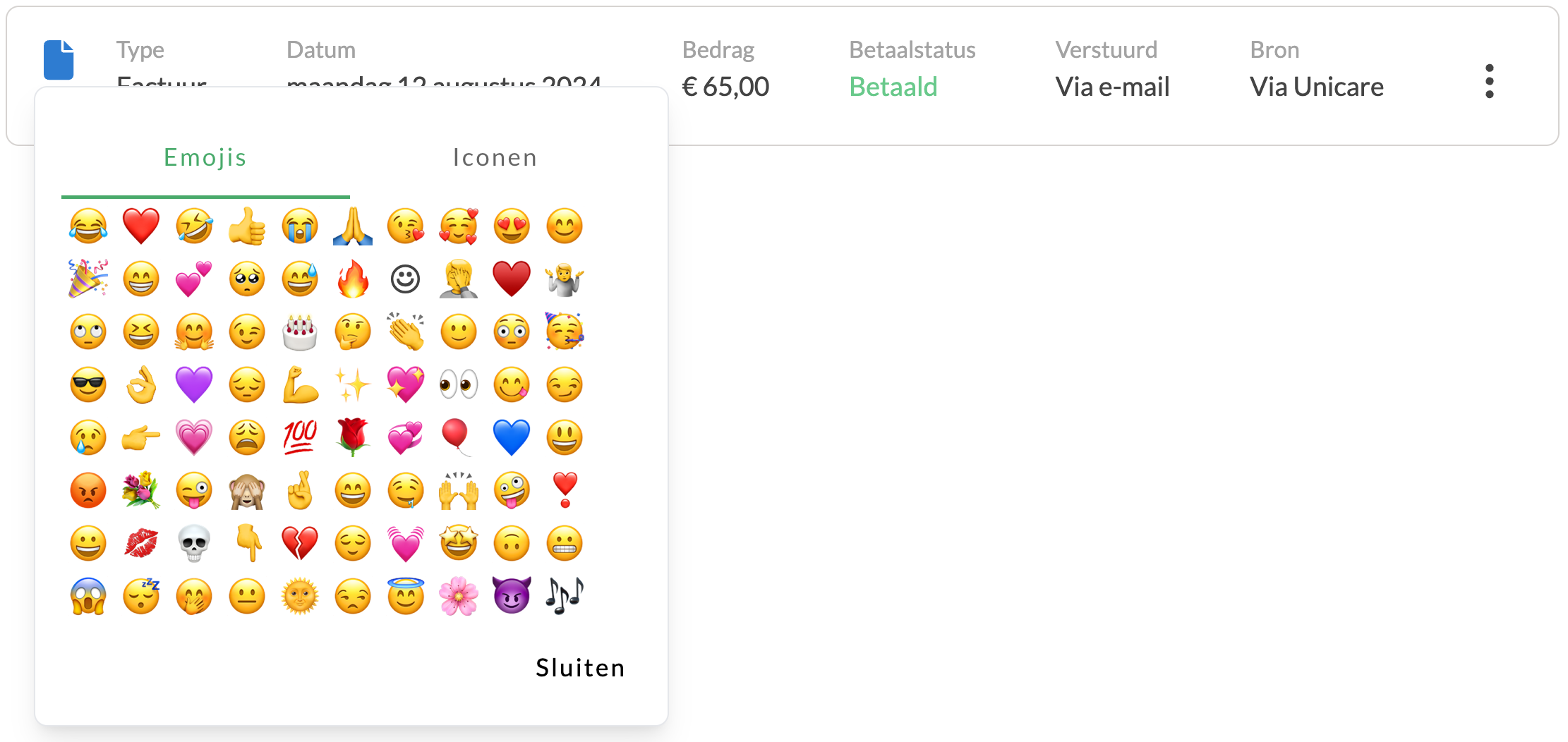 Emoji of icoon instellen