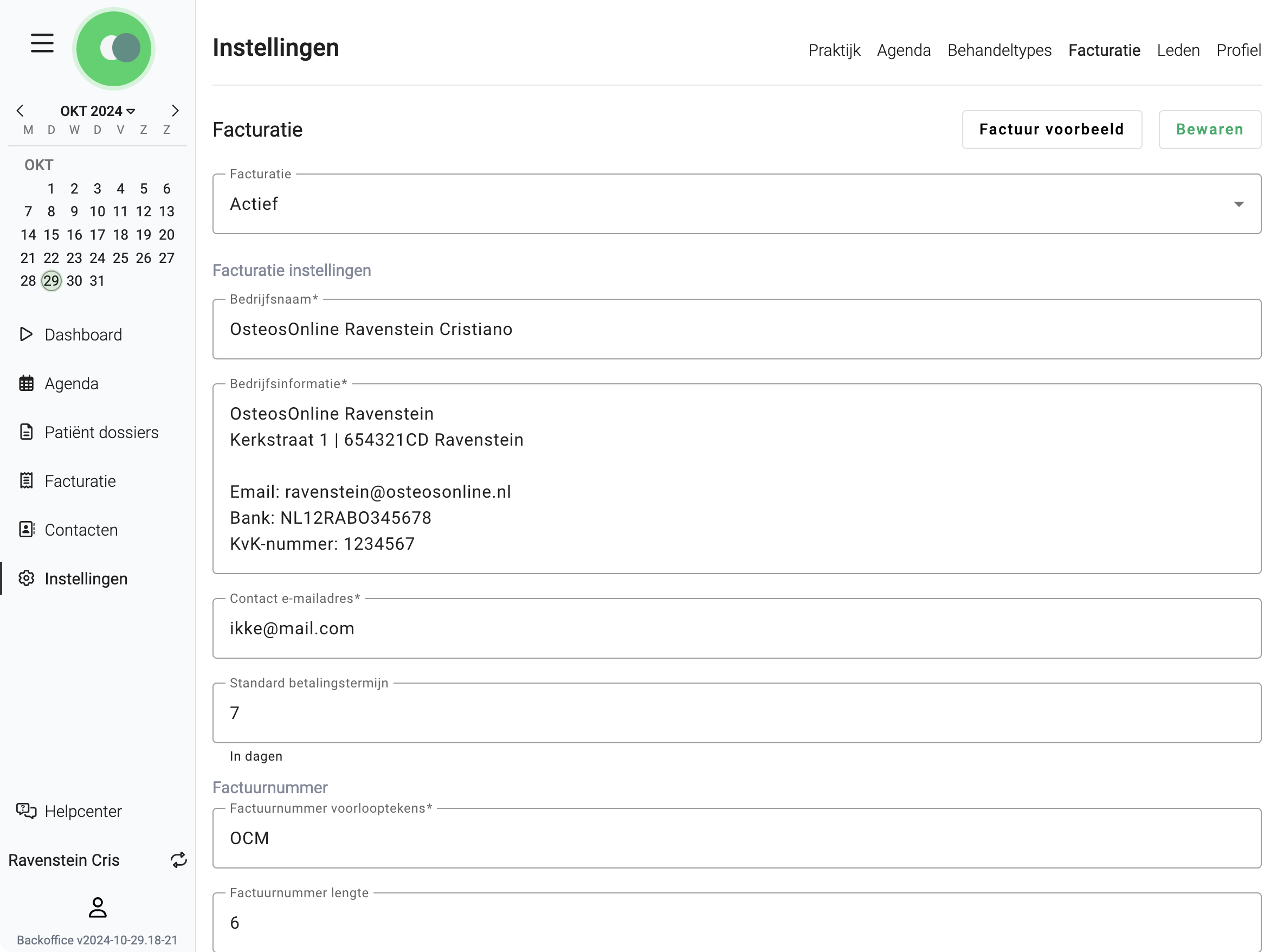 Facturatie instellingen