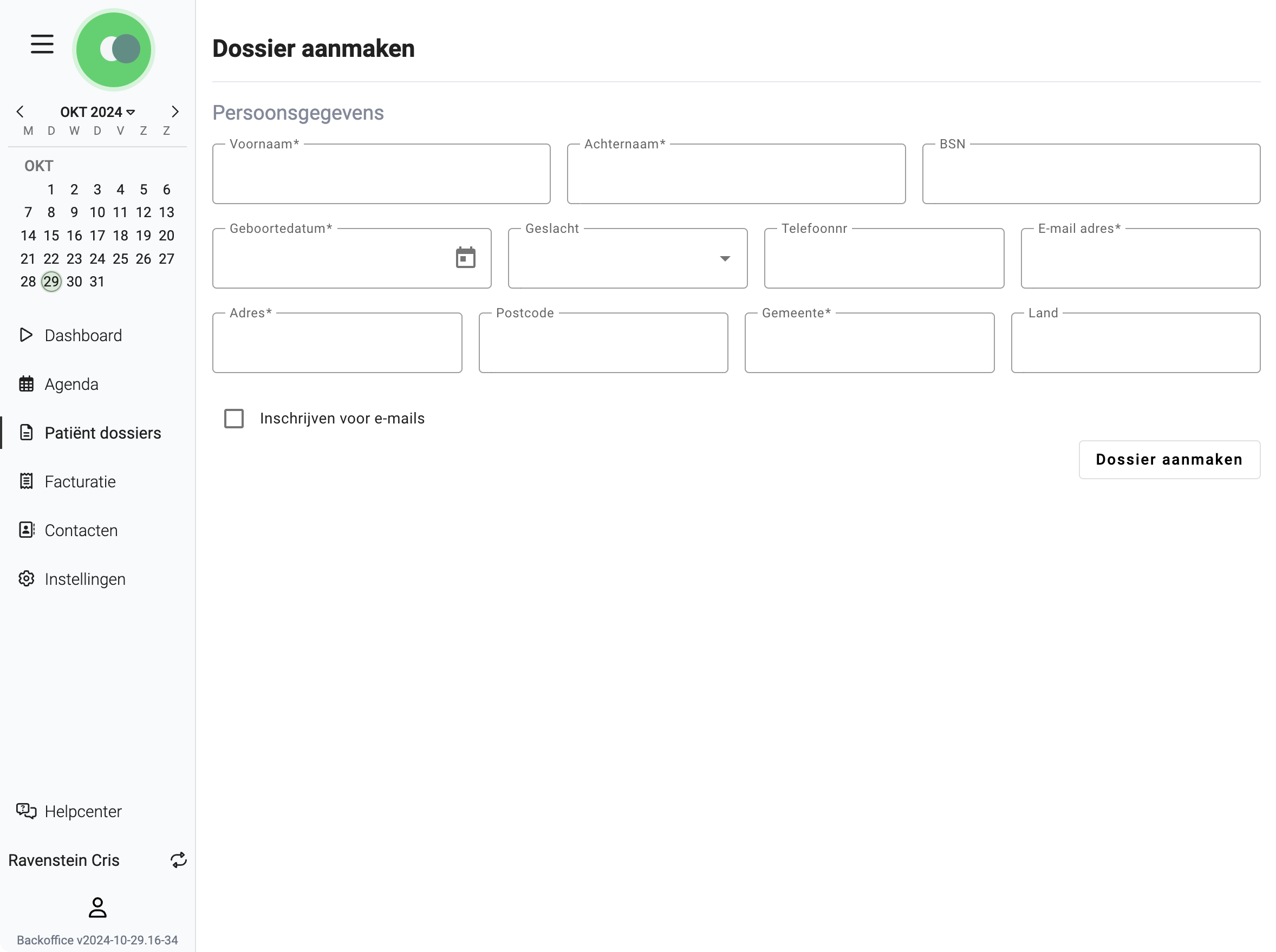 Nieuw patiëntendossier
