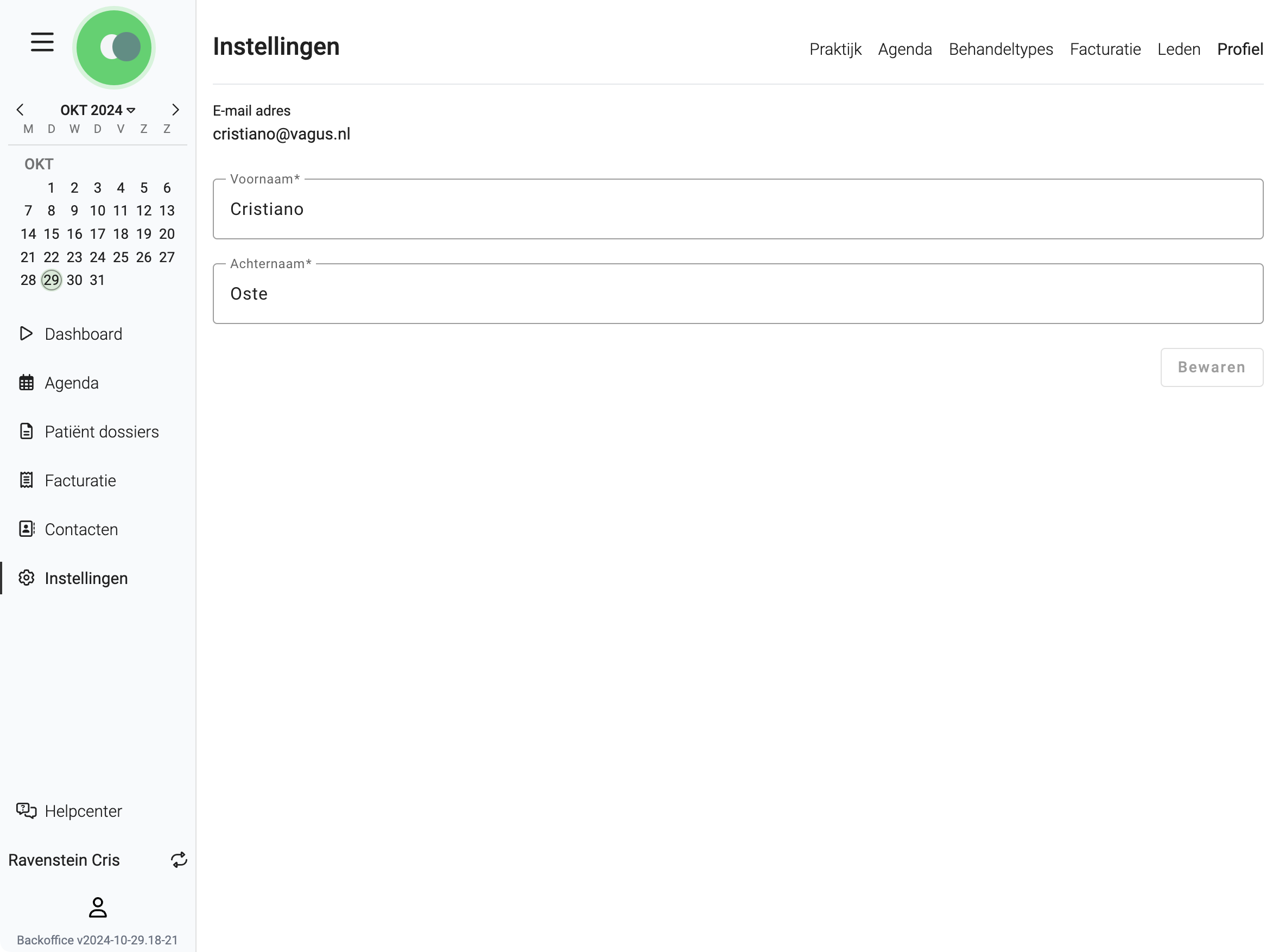 Profiel instellingen